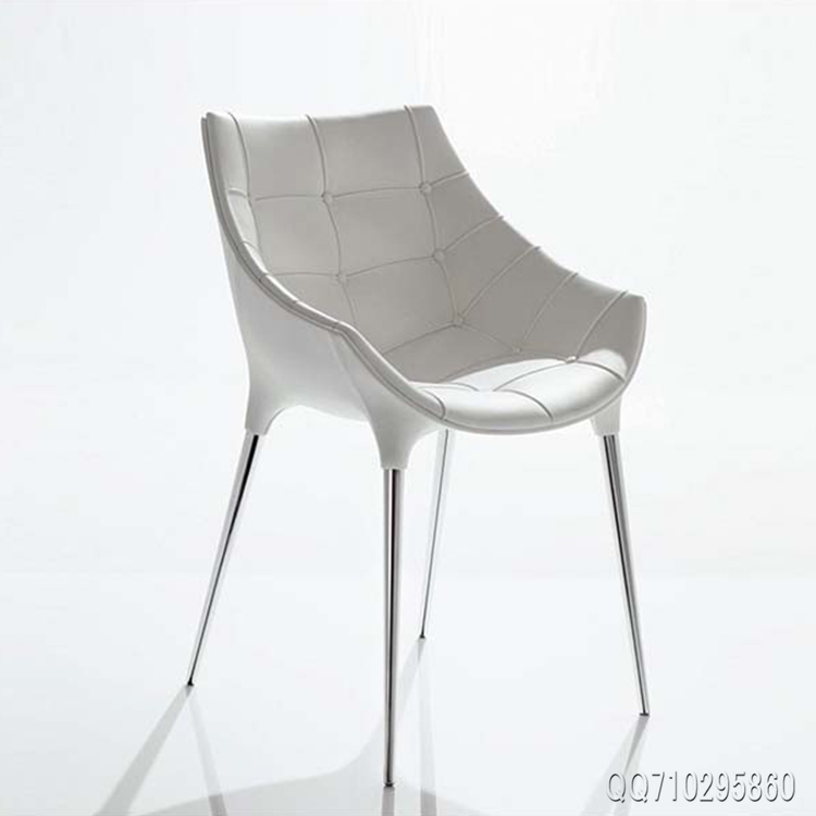 白色款 玻璃钢餐椅passion dining chair 北欧设计风格不锈钢休闲椅