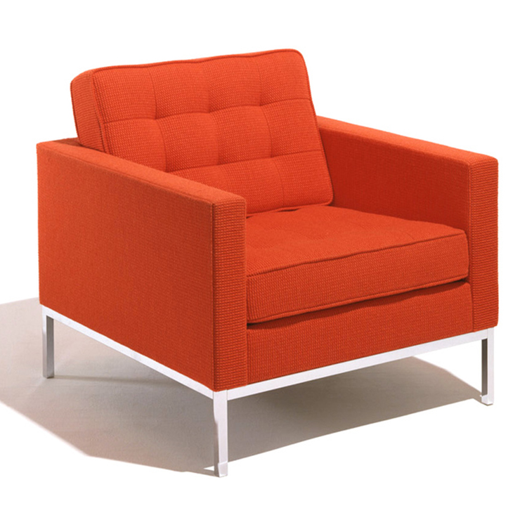 美国弗洛伦斯·诺尔 躺椅 沙发办公室具不锈钢铁烤漆脚架软包布艺皮革真皮沙发