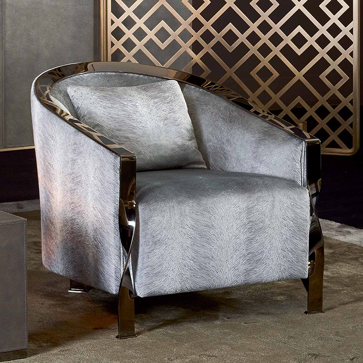 意大利RUGIANO休闲椅单人沙发椅系列  不锈钢 布艺真皮皮革定制沙发