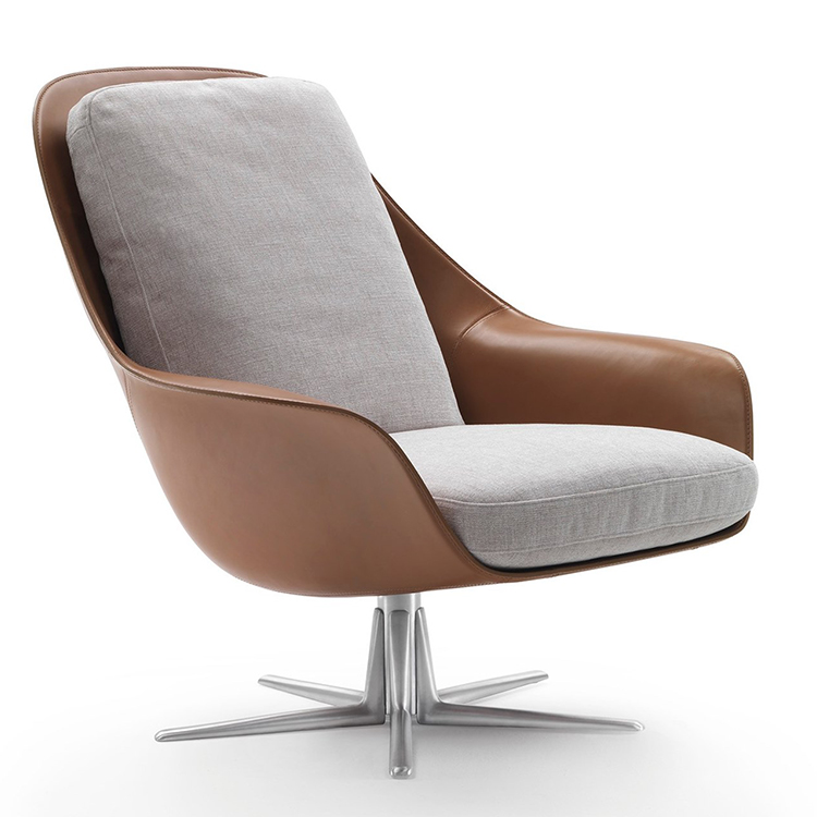 意大利Flexform 2018年新品 旋转休闲椅 Carlo Colombo SVEVA沙发椅 玻璃钢内架不锈钢脚架椅子
