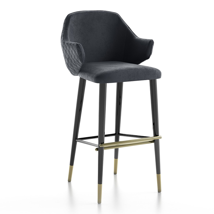 ​2把起定:2018年新品 意大利 capital collection  DIVA stool沙发凳 吧椅 不锈钢镀金实木脚金属脚布艺软包