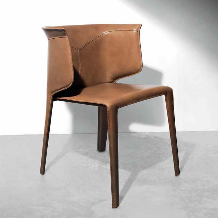 马鞍皮意大利设计 餐椅 酒店洽谈椅 硬皮厚皮 耐磨尼龙线 全软包