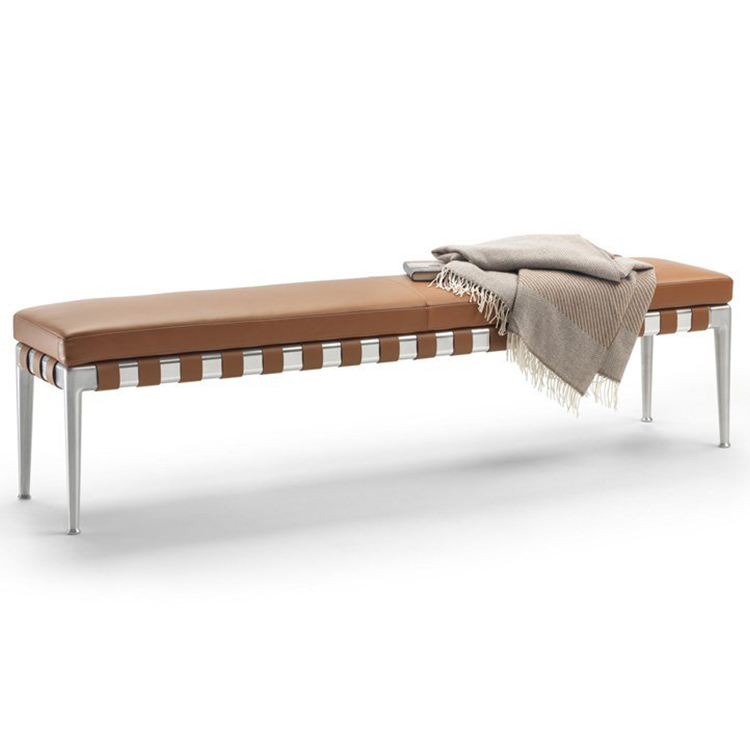 四款2022年新品 意大利Flexform 长椅凳子脚踏床铺沙发 Antonio Citterio系列 不锈钢电镀软体家具
