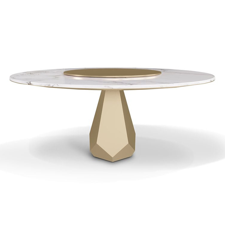 2023年新款 Tonino Lamborghini Casa 托尼·兰博基尼水晶体圆桌子 不锈钢大理石餐桌