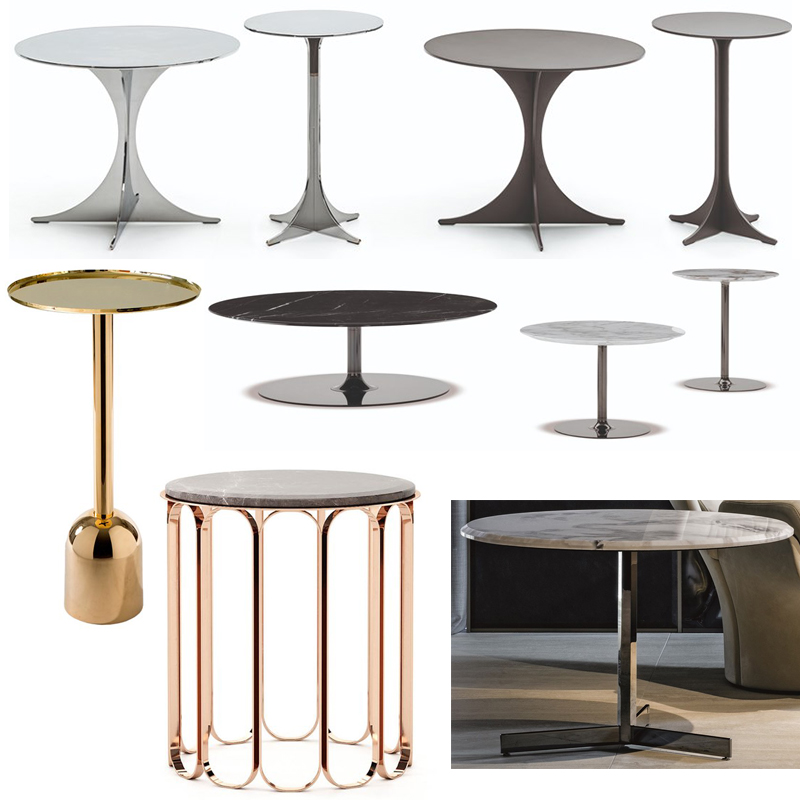 多款Longhi 西班牙 现代风格 圆形金属咖啡桌 五金茶几角几边几 Minotti ANISH Contemporary table
