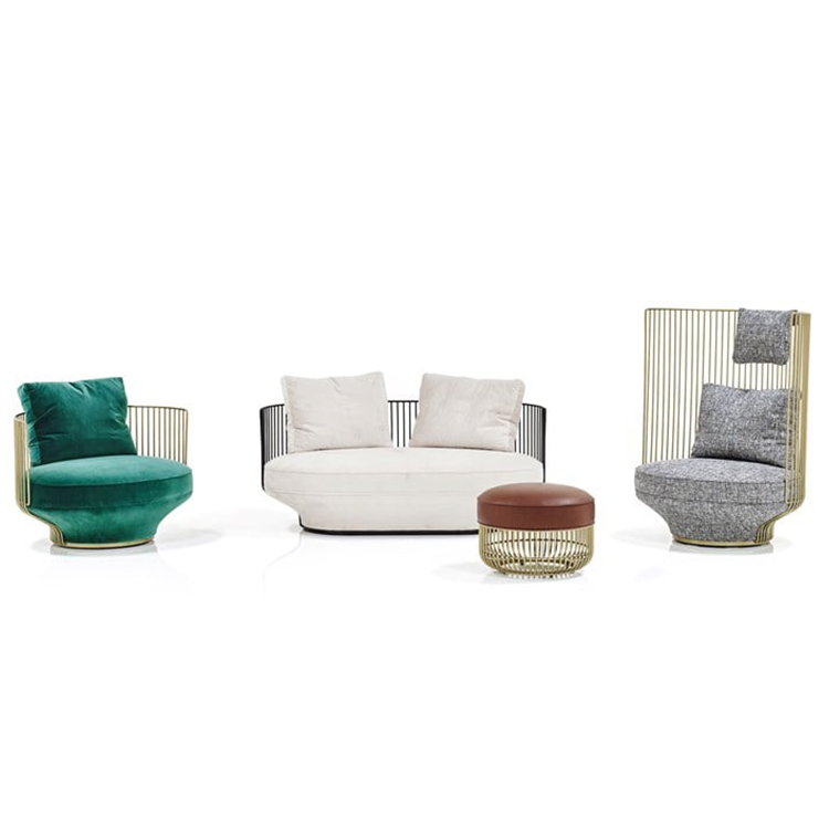 八款意大利设计 Luca Nichetto 高档豪华高背休闲脚踏沙发天堂鸟笼椅